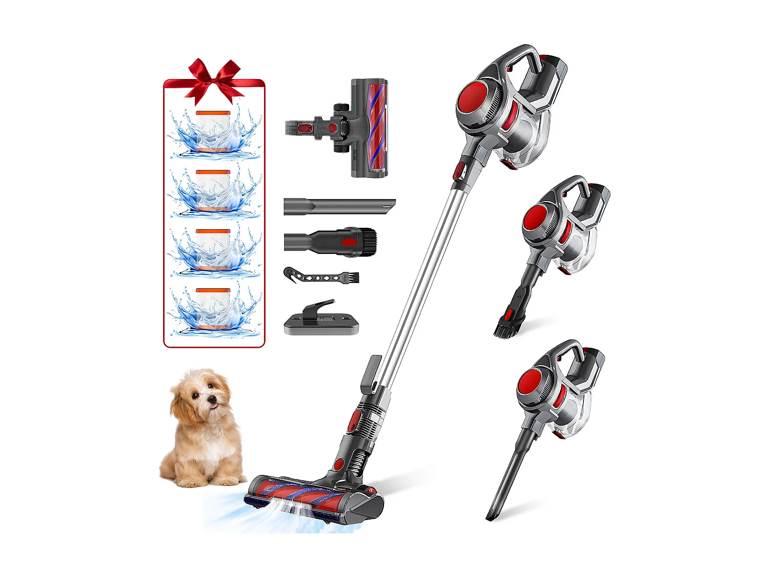 Aspirateur Balai sans fil 38Kpa, Autonomie 50min, 2200mAh, 1.3L Capacite - Homimaster