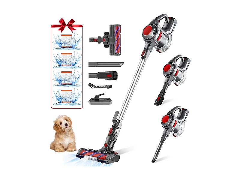 Aspirateur Balai sans fil 38Kpa, Autonomie 50min, 2200mAh, 1.3L Capacite - Homimaster