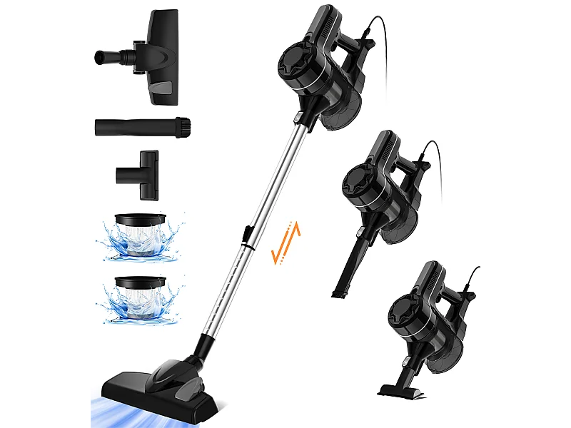 Aspirateur Balai 600w Puissant , HEPA H13 Filtre , Aspirateur balais Filaire 3 en 1, Câble de 5M