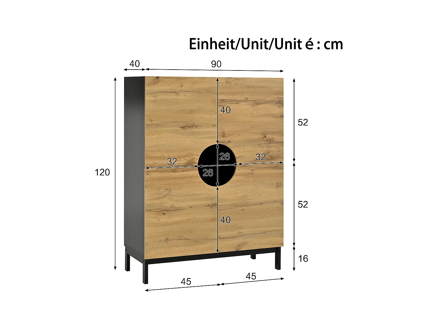 Meuble à chaussures 90x40x120cm - avec 4 portes - avec éclairage LED - pieds en bois massif - naturel