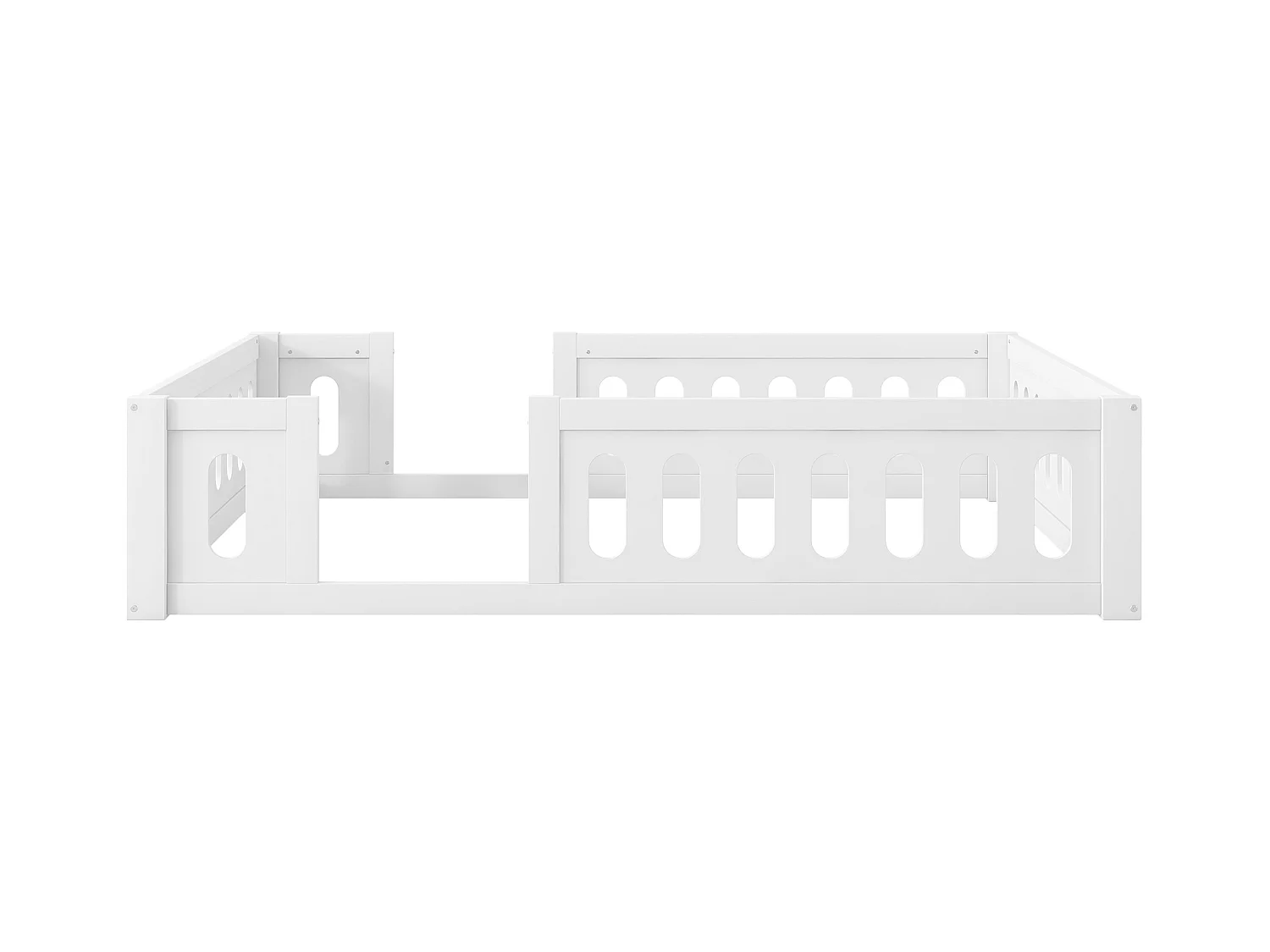 Lit enfant en bois 140x200 cm - avec barrières - MDF + bois massif - Blanc (matelas non inclus)