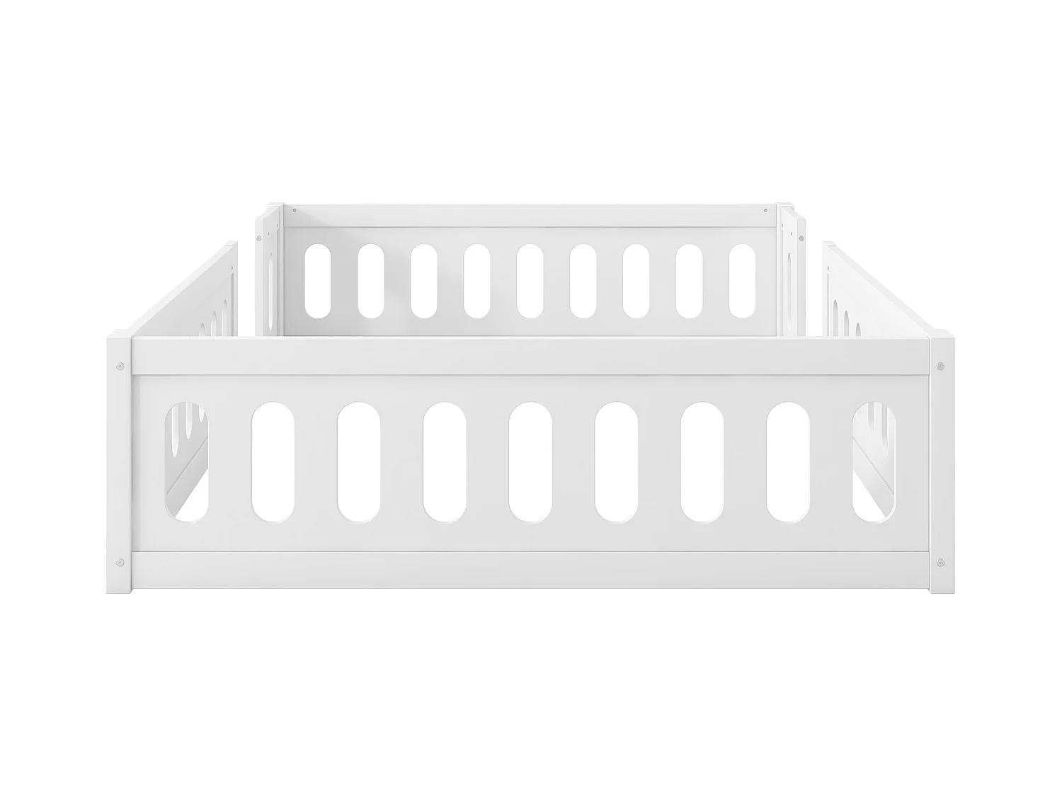 Lit enfant en bois 140x200 cm - avec barrières - MDF + bois massif - Blanc (matelas non inclus)