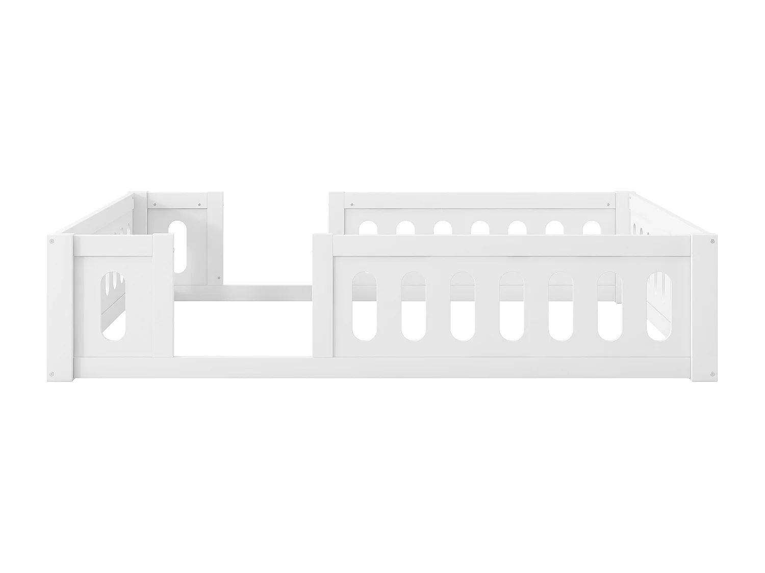 Letto bambino in legno 140x200 cm - con spondine - MDF + legno massello - Bianco (materasso non incluso)