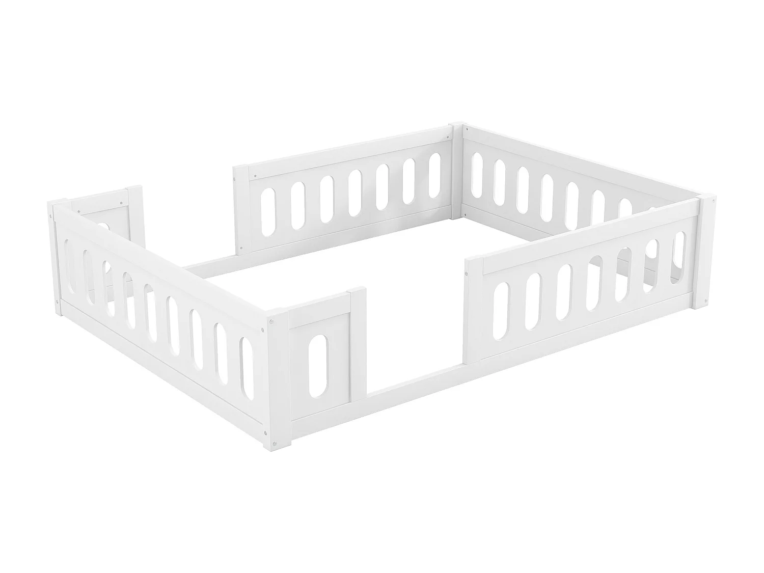 Letto bambino in legno 140x200 cm - con spondine - MDF + legno massello - Bianco (materasso non incluso)