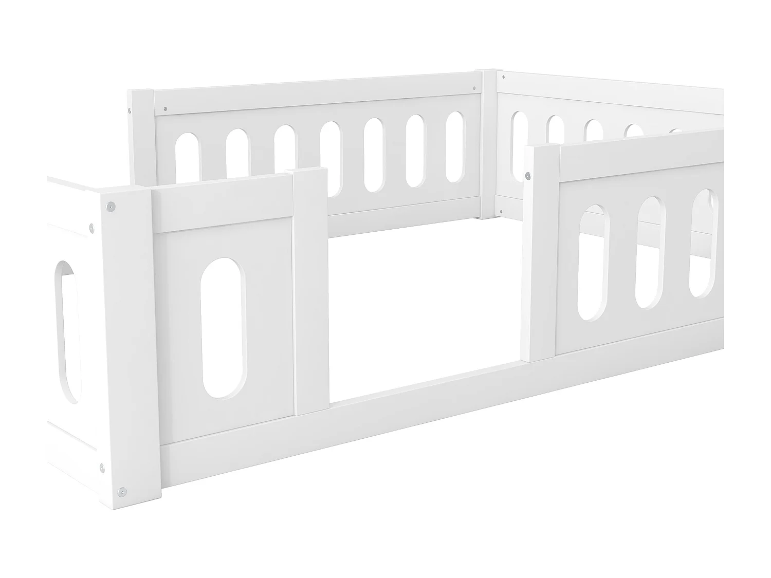 Letto bambino in legno 140x200 cm - con spondine - MDF + legno massello - Bianco (materasso non incluso)