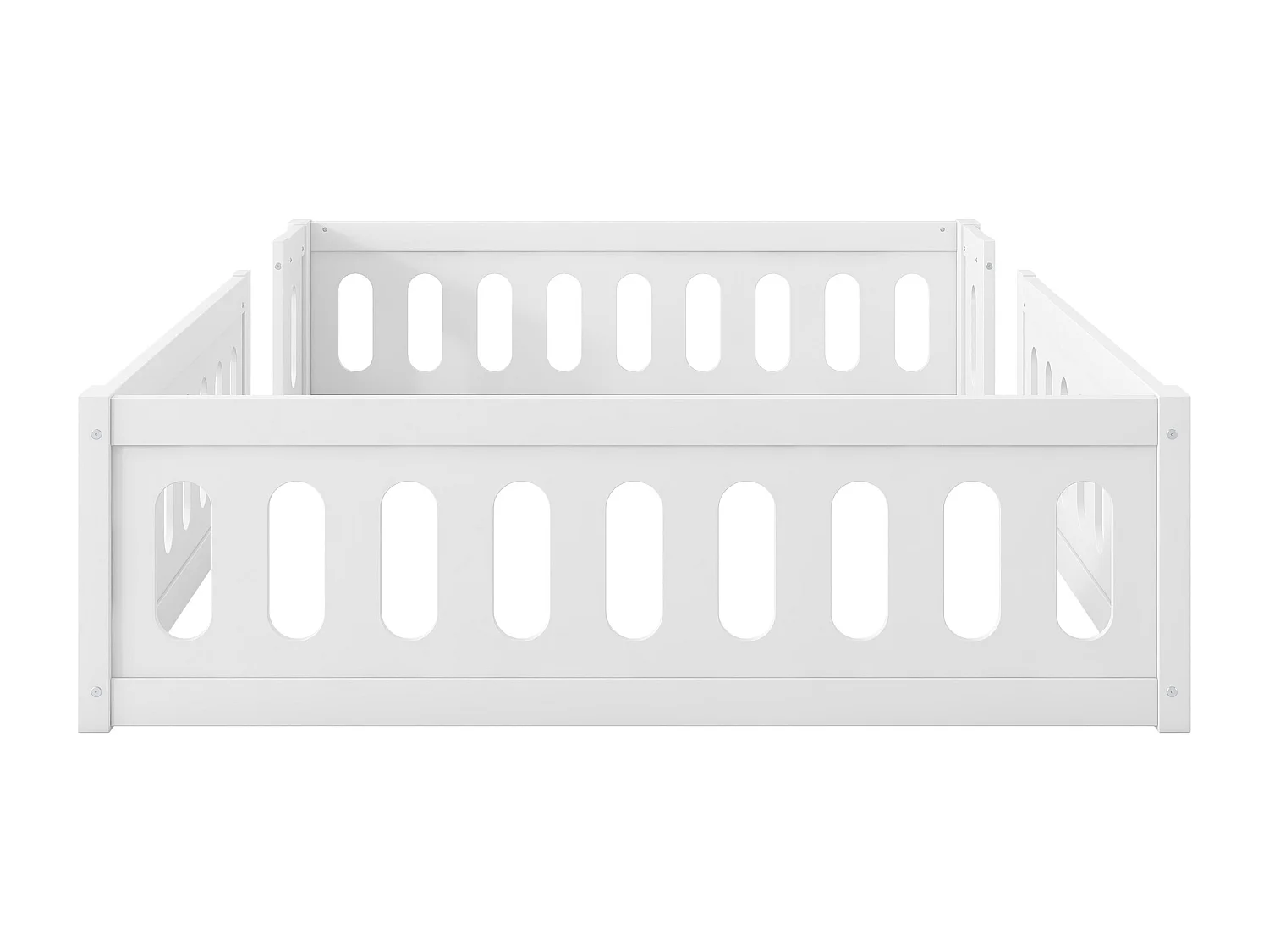 Letto bambino in legno 140x200 cm - con spondine - MDF + legno massello - Bianco (materasso non incluso)