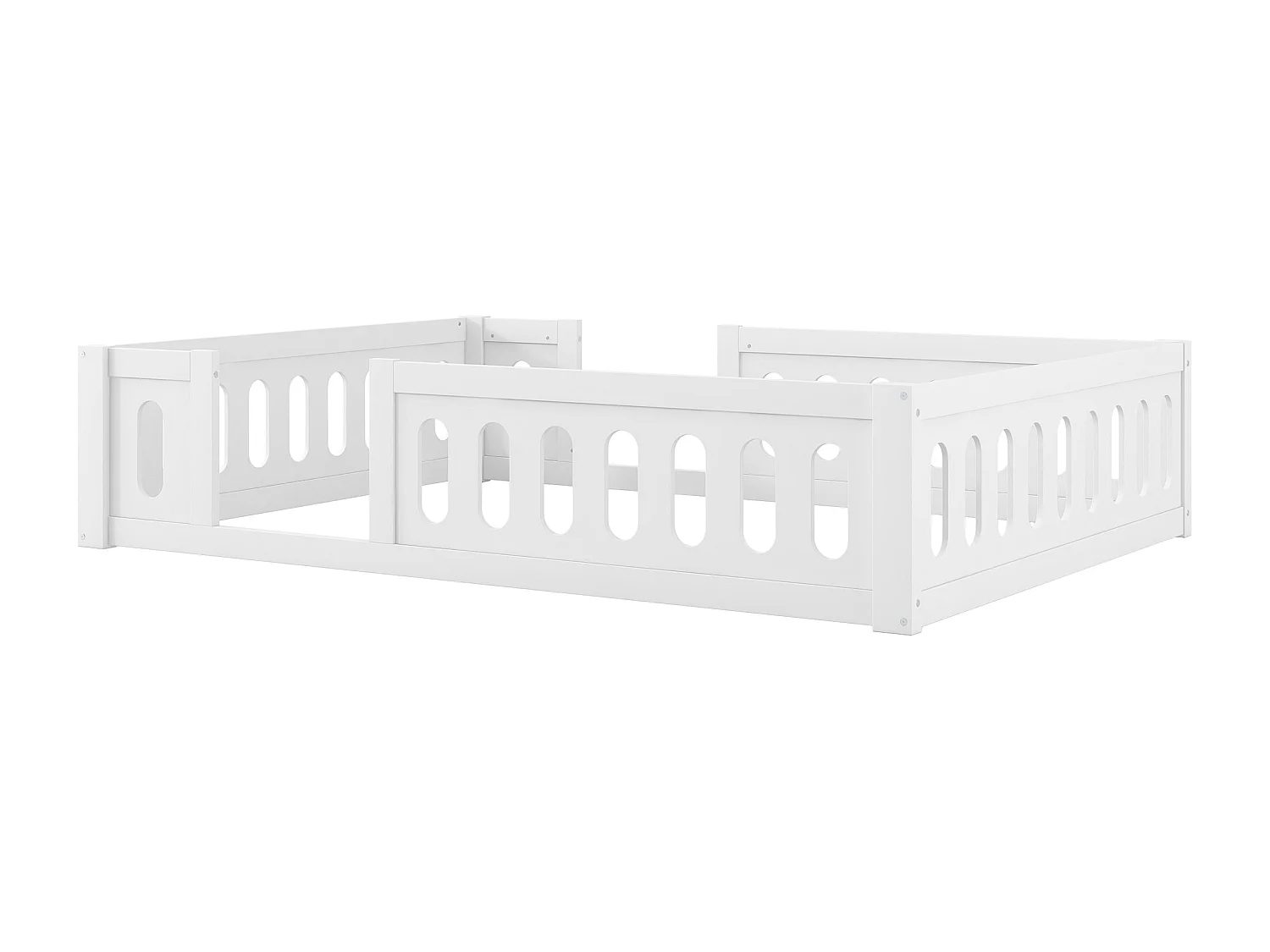 Letto bambino in legno 140x200 cm - con spondine - MDF + legno massello - Bianco (materasso non incluso)