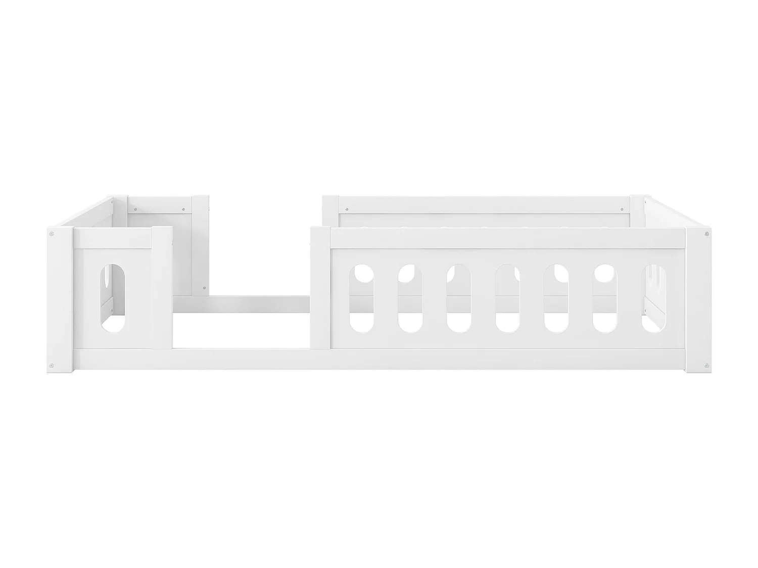 Łóżko dziecięce drewniane 90x200 cm - z barierkami - MDF + drewno lite - Biały (materac nie jest w zestawie)