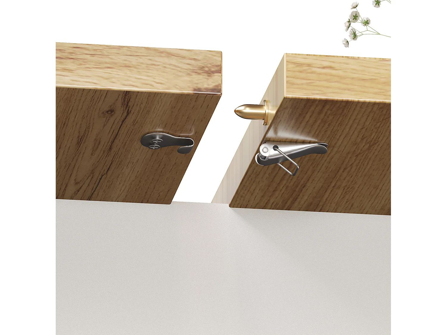 Table à manger extensible 110-140×80cm - 4-6 personnes - avec 1 porte et 2 tiroirs - avec casier à vin et étagère à épices - Blanc