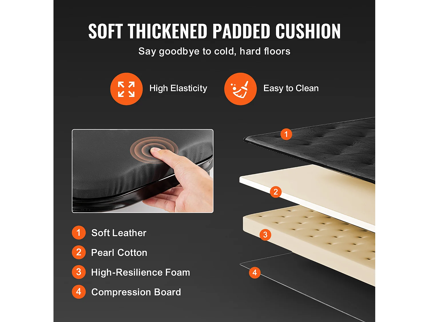 Tabouret de Garage Pliable de 102cm, Chariot de Visite SucceBuy, Capacité de Charge de 204kg, Équipé de Six Roulettes Pivotantes à 360° de 6.1 cm