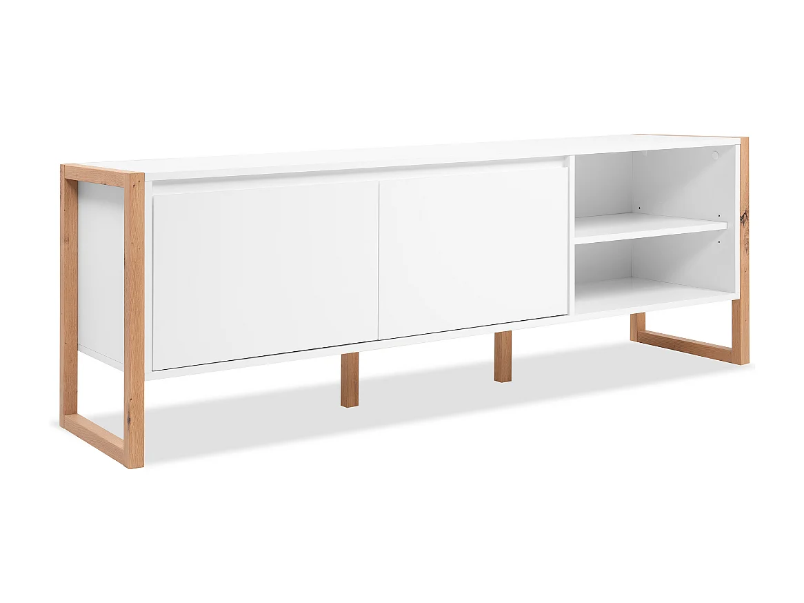 Meuble TV 2 portes et 2 niches L160 cm - DENVER