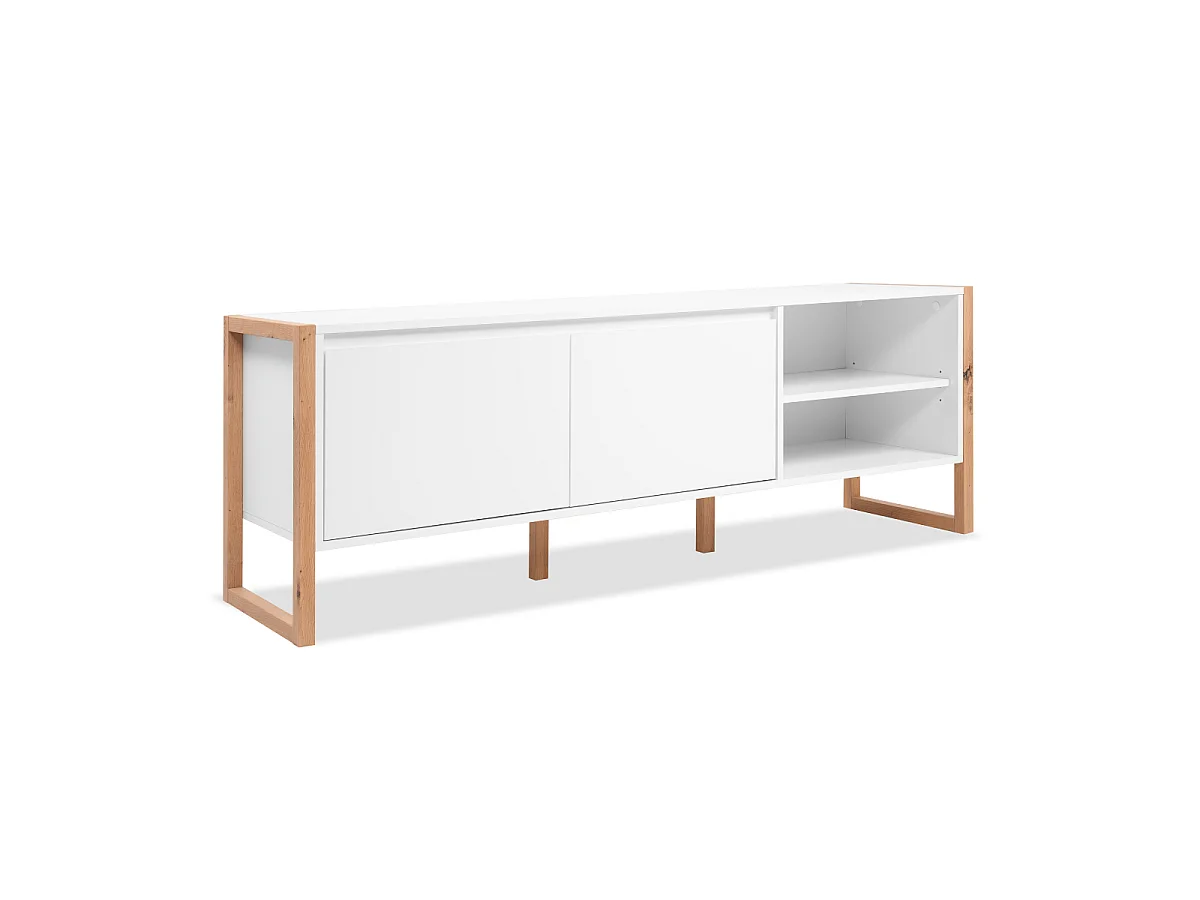 Meuble TV 2 portes et 2 niches L160 cm - DENVER