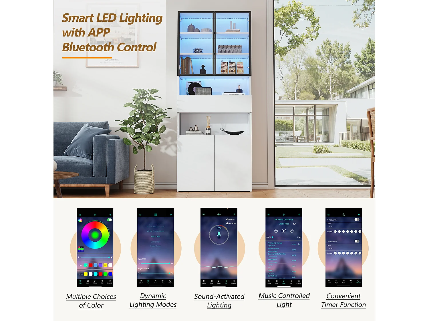 Vitrine 70x30x200cm - avec 1 tiroir et 4 portes - avec éclairage LED - panneaux de particules - blanc