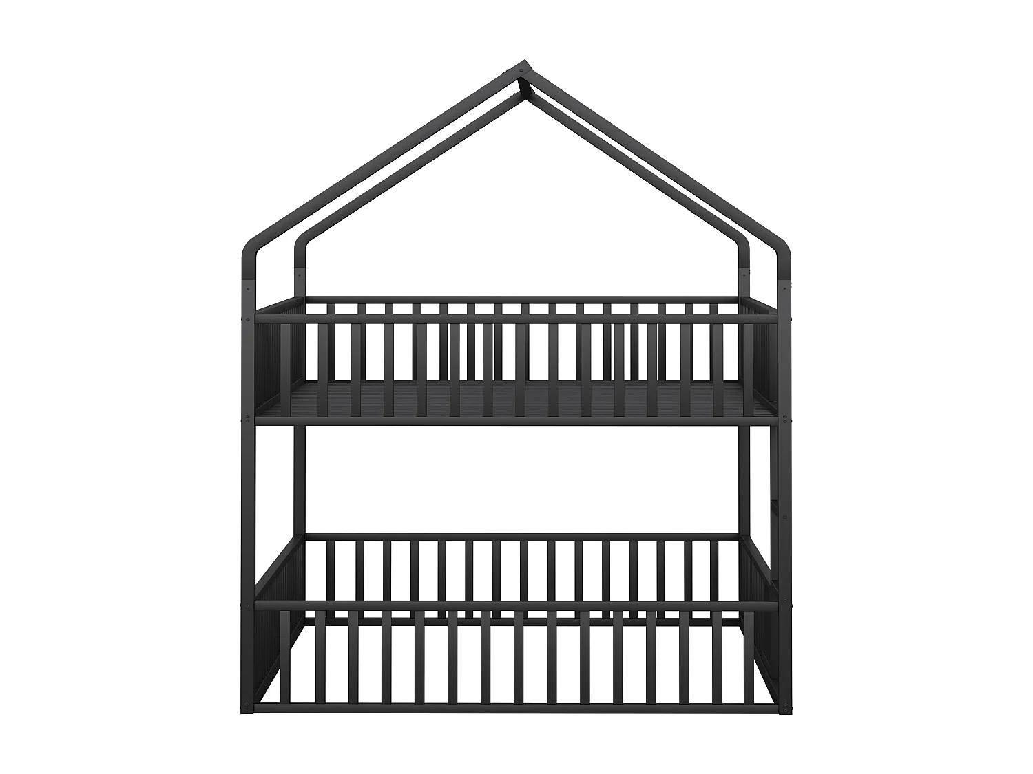 Cama beliche infantil 140x200 cm - com escada - com portinhola - Metal - Preto (colchão não incluído)