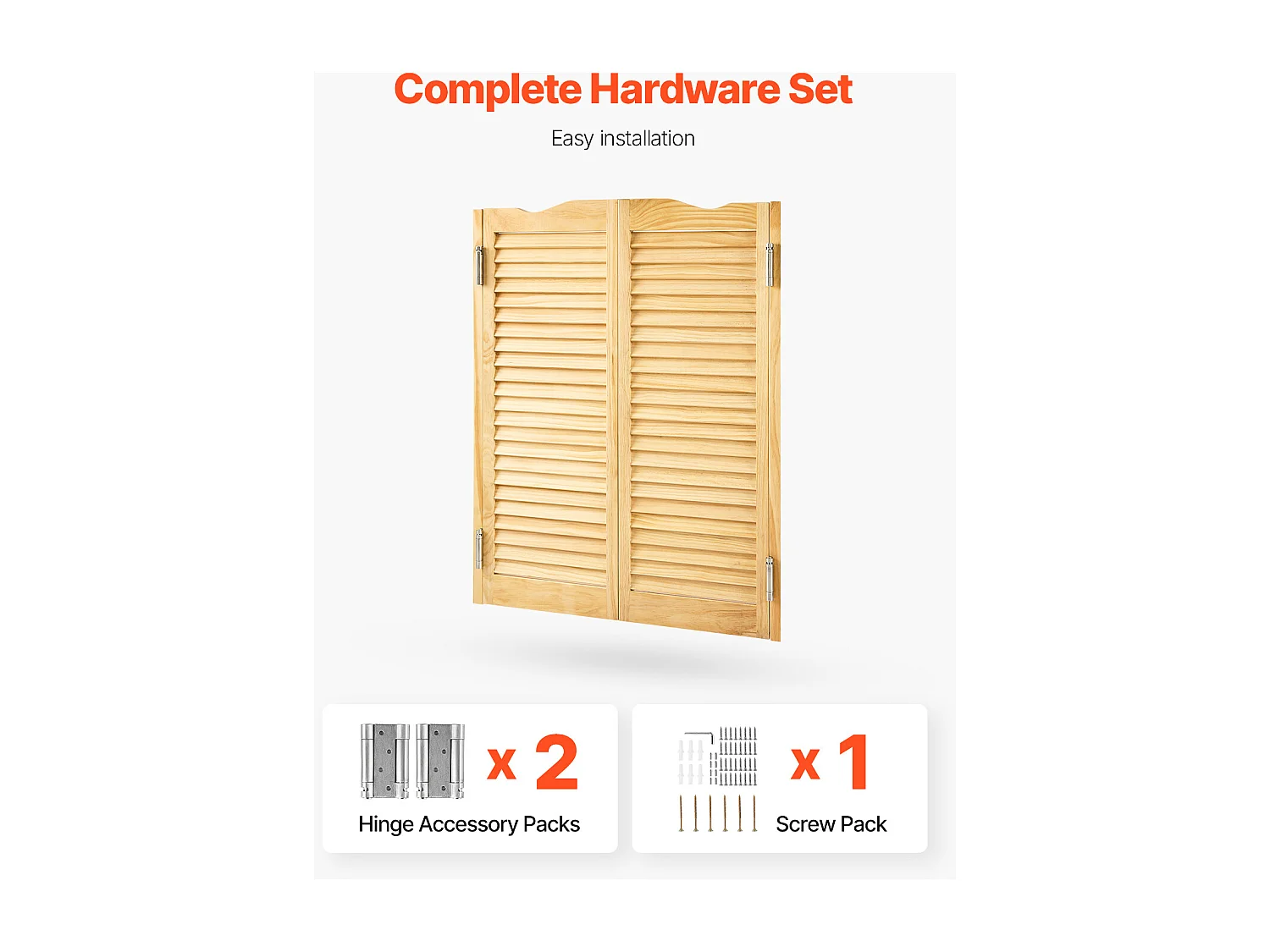 Porte Battante Double SucceBuy, 80,5x2,8x106 cm, Porte Saloon en Bois de Pin avec Charnières, Quincaillerie, Facile à Installer, Couleur Bois