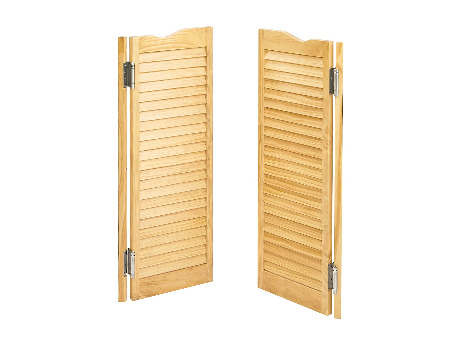 Porte Battante Double SucceBuy, 80,5x2,8x106 cm, Porte Saloon en Bois de Pin avec Charnières, Quincaillerie, Facile à Installer, Couleur Bois
