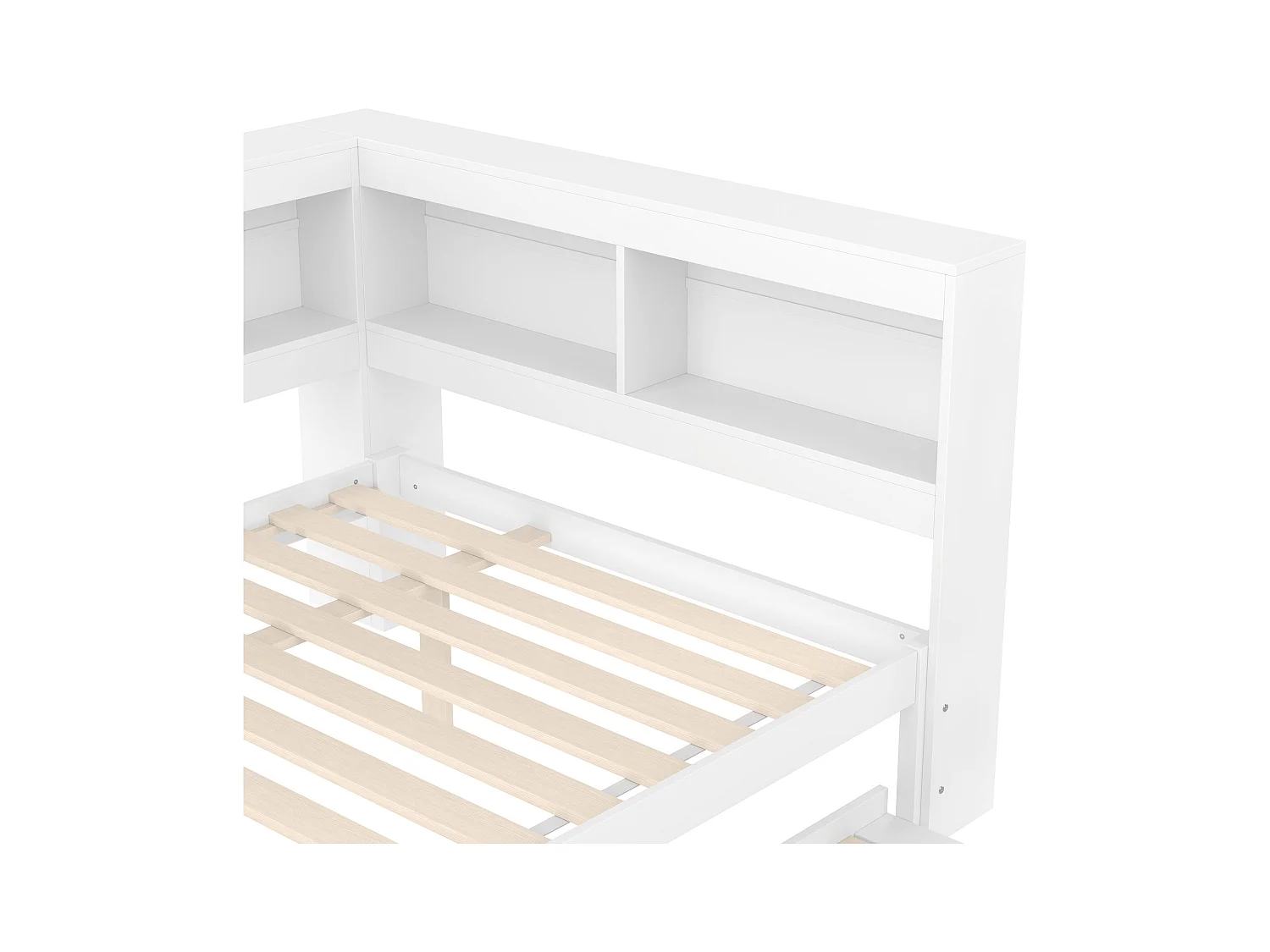 Canapé-lit 140x200 cm - avec lit gigogne - avec prise de courant + 2 USB - avec sommier à lattes - blanc (matelas non inclus)