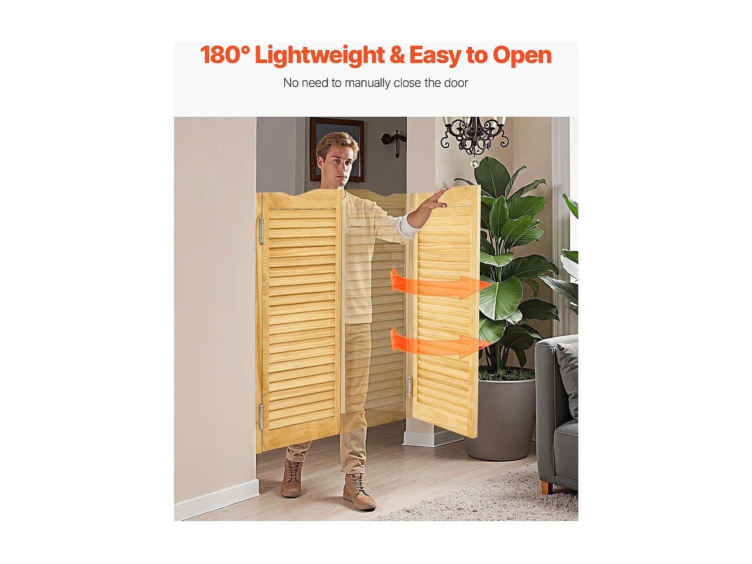 Puerta Batiente Doble SucceBuy, 90,7 x 2,8 x 10,6 cm, de Pino, con Bisagras, Herrajes, Fácil de Instalar, Color Madera