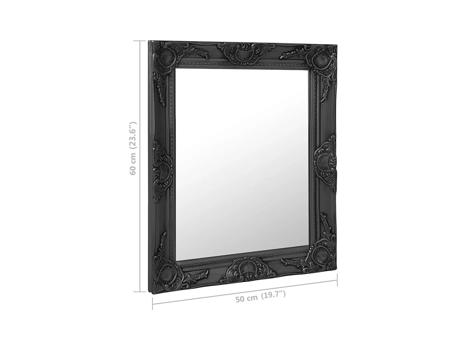 Espelho de Parede Barroco Preto 50x60 cm com Moldura Ornamentada