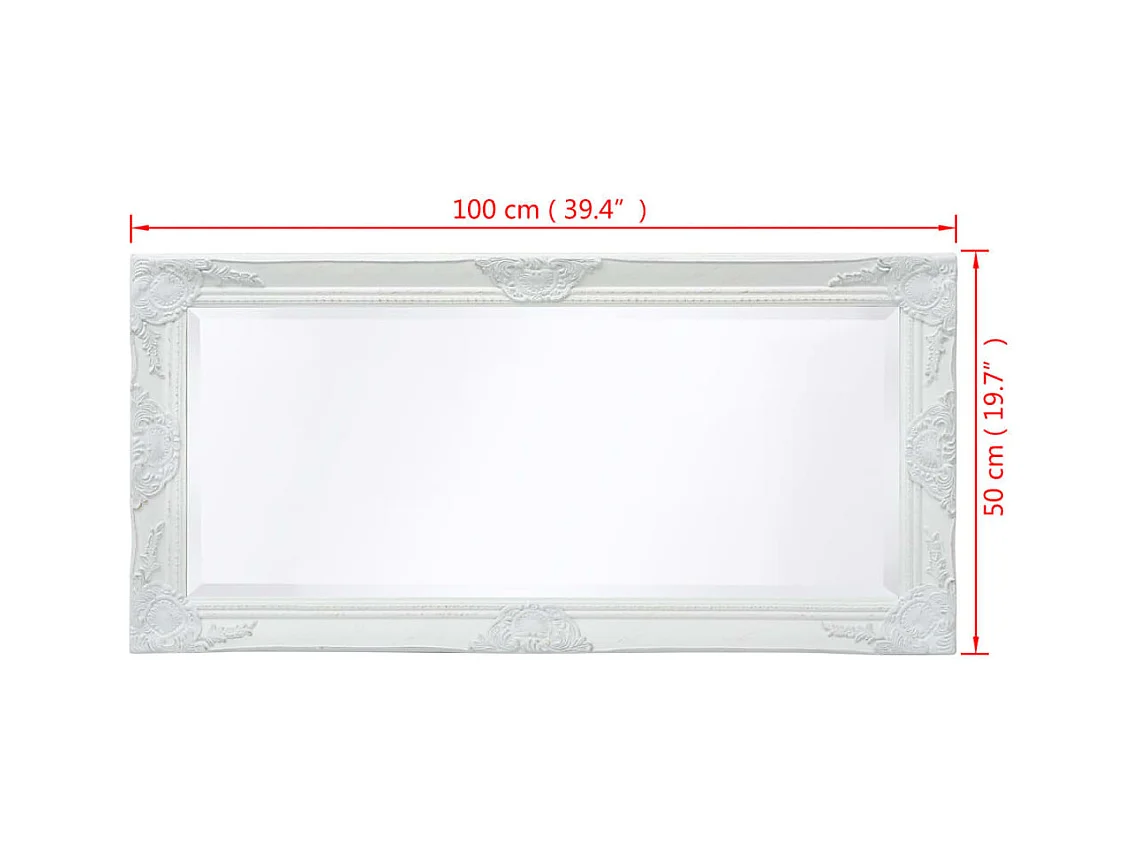 Espelho de Parede Barroco Branco 100x50 cm para Decoração Elegante