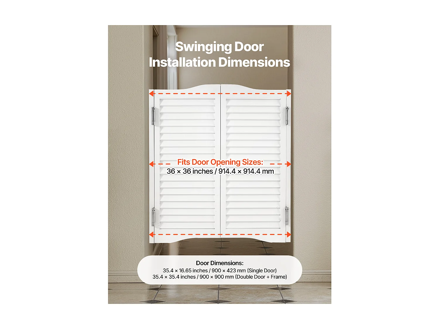 Puerta Batiente Doble SucceBuy, 90 x 2,8 x 90 cm, de Pino, con Bisagras, Herrajes, Fácil de Instalar, Color Blanco