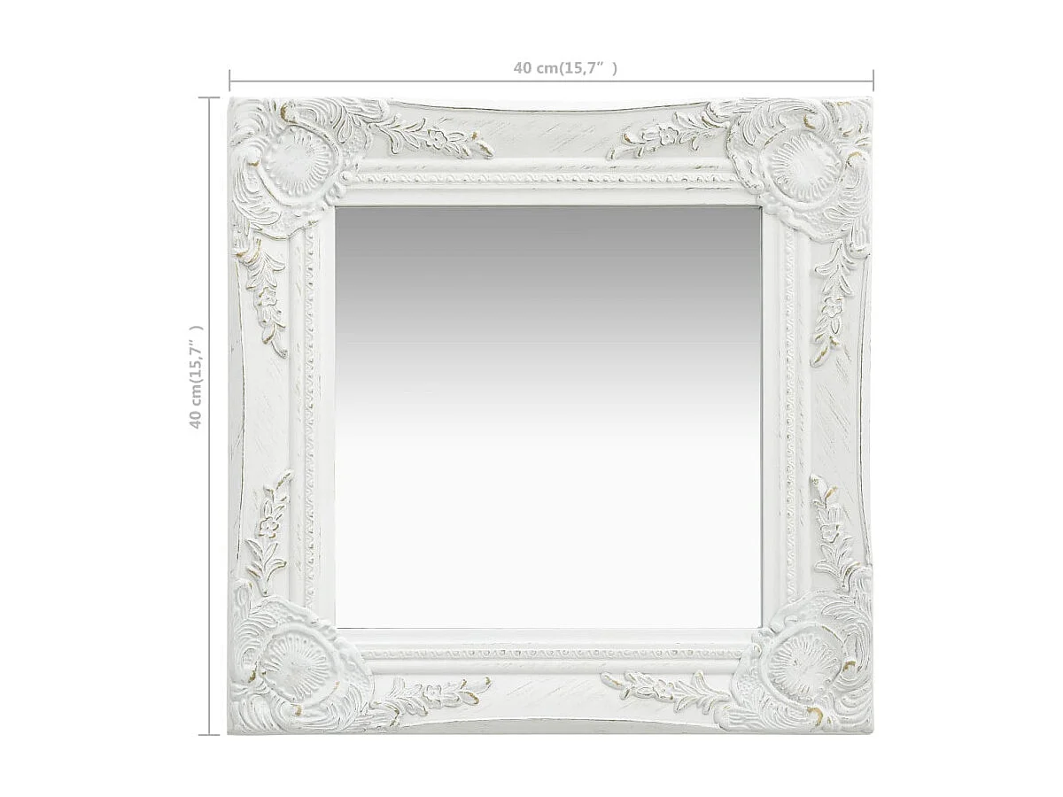 Espelho de Parede Barroco Branco 40x40 cm para Decoração Elegante