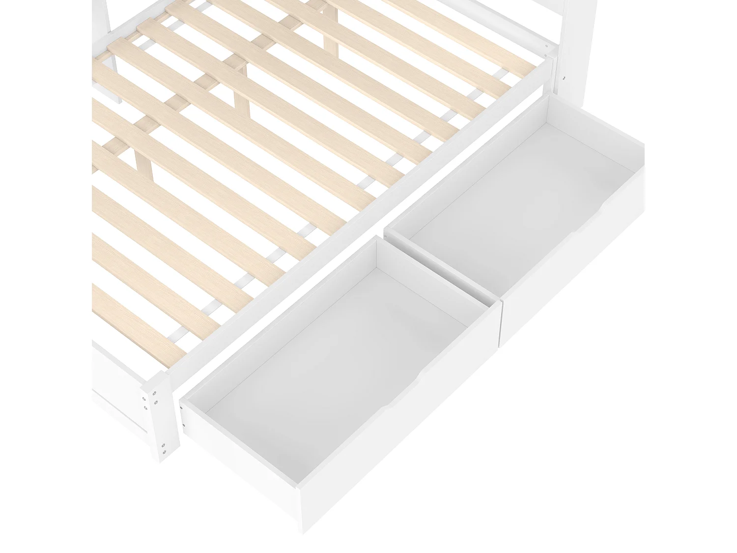 Slaapbank 140x200 cm - met 2 lades - met stopcontact + 2 USB-poorten - met lattenbodem - wit (matras niet inbegrepen)