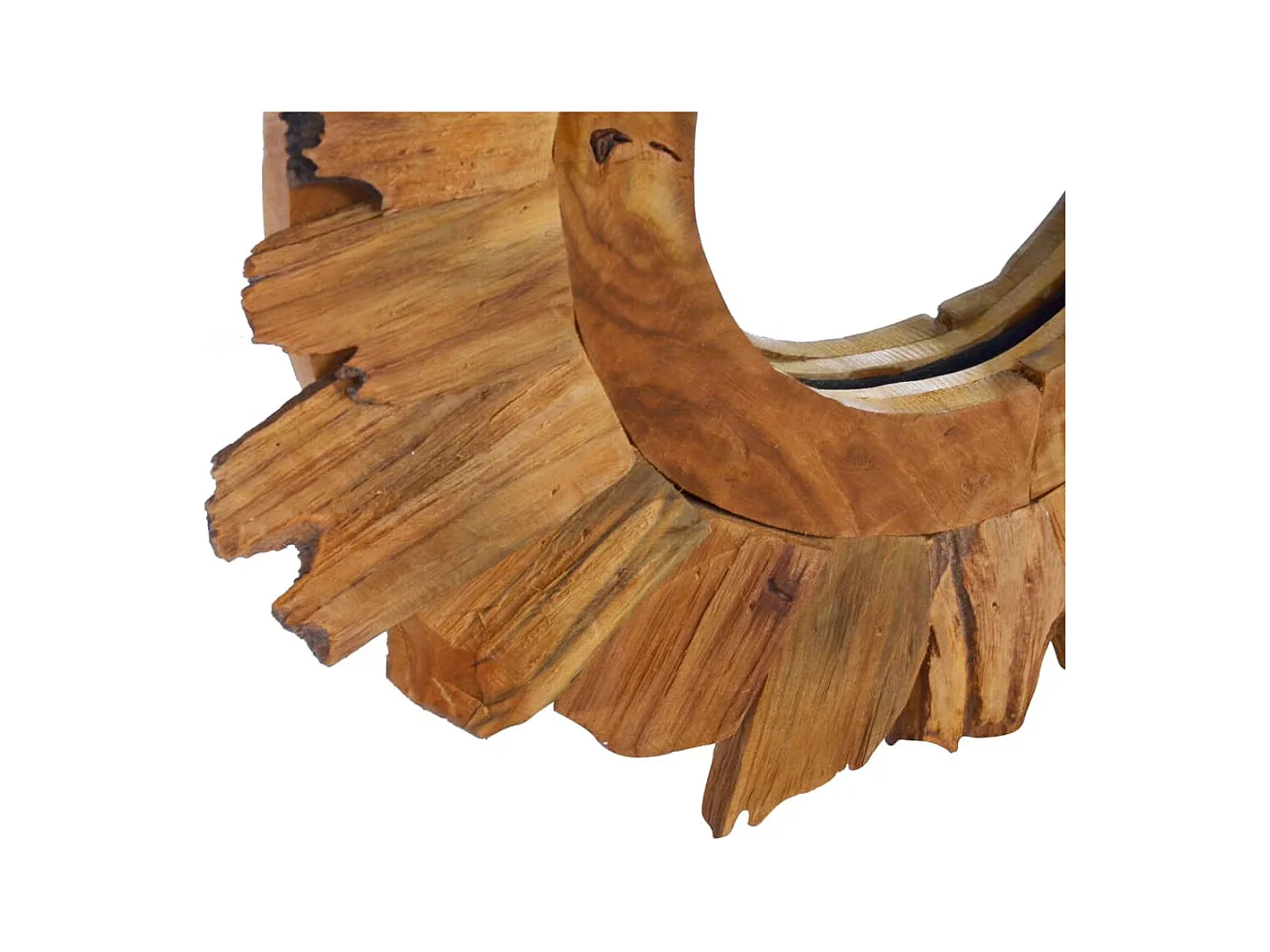 Espelho de Parede Redondo de 40 cm em Madeira de Teca para Decoração Elegante