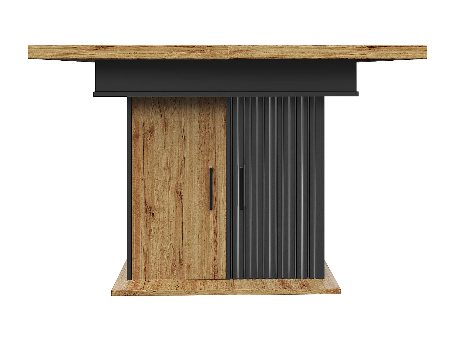 Tavolo da pranzo estensibile 110-140×80cm - 4-6 persone - con 2 ante - stile retrò - Nero + Naturale