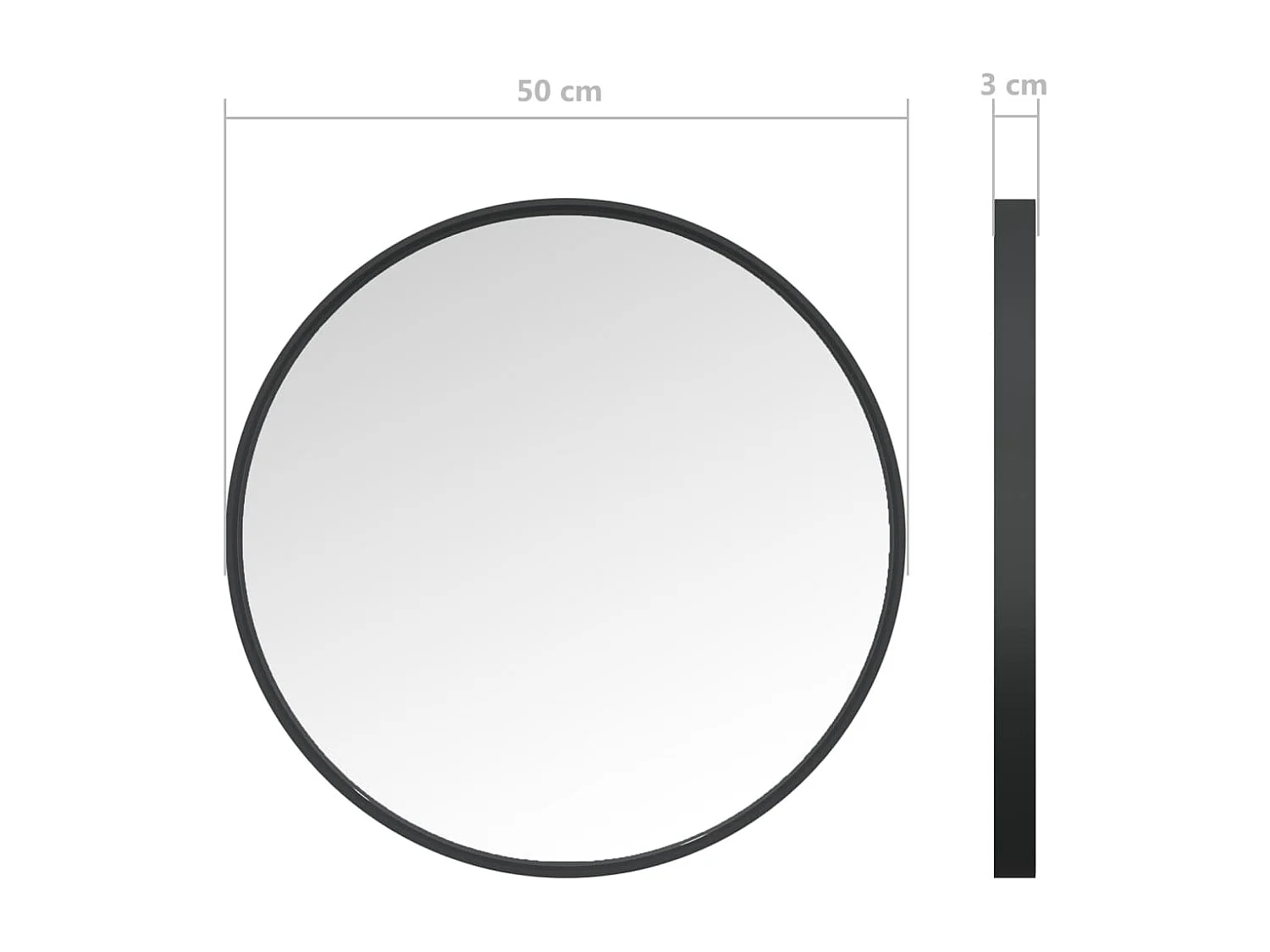 Miroir mural Noir 50 cm