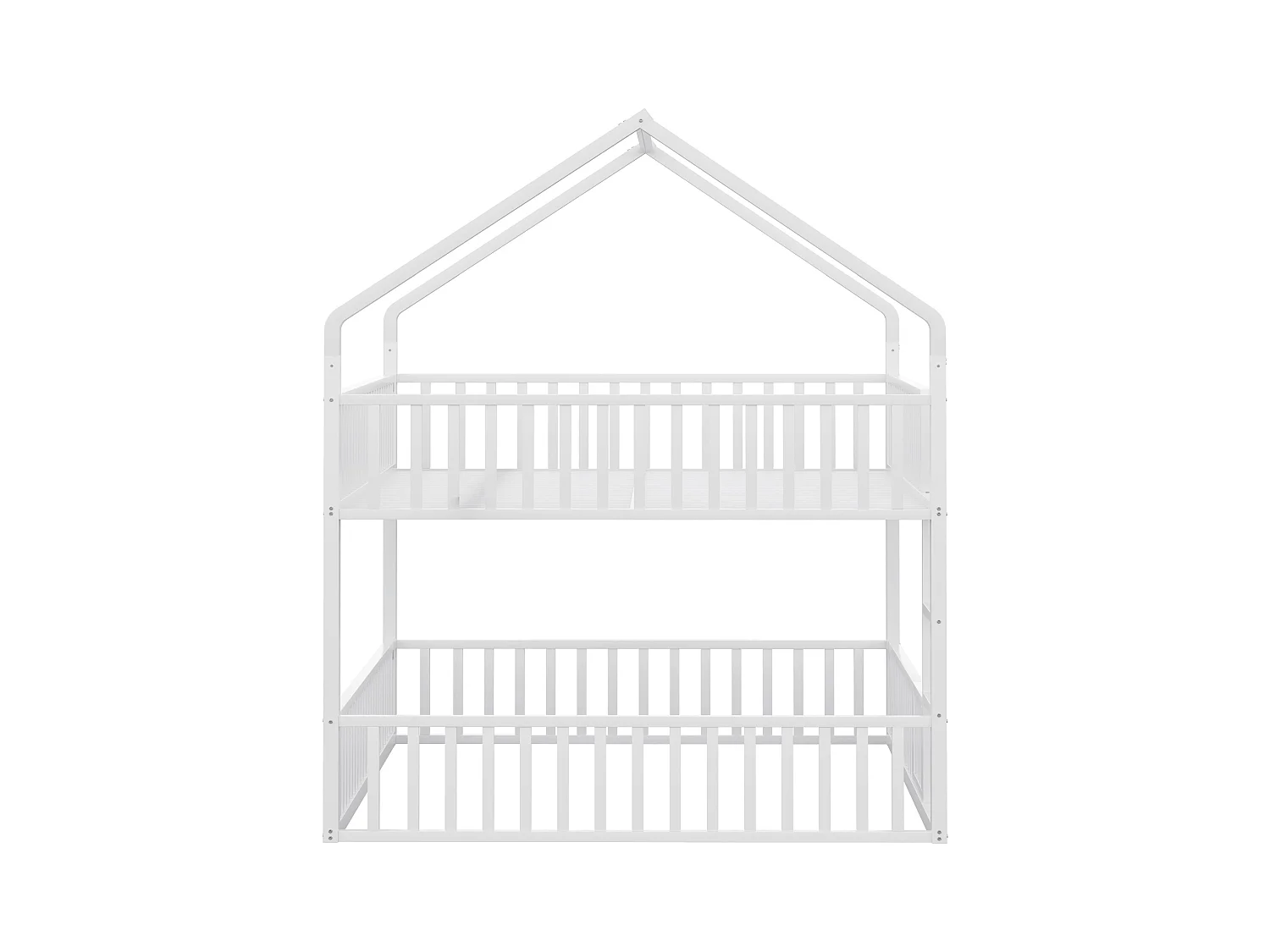 Lit superposé enfant 140x200cm - avec escalier - avec petite porte - Métal - blanc (matelas non inclus)