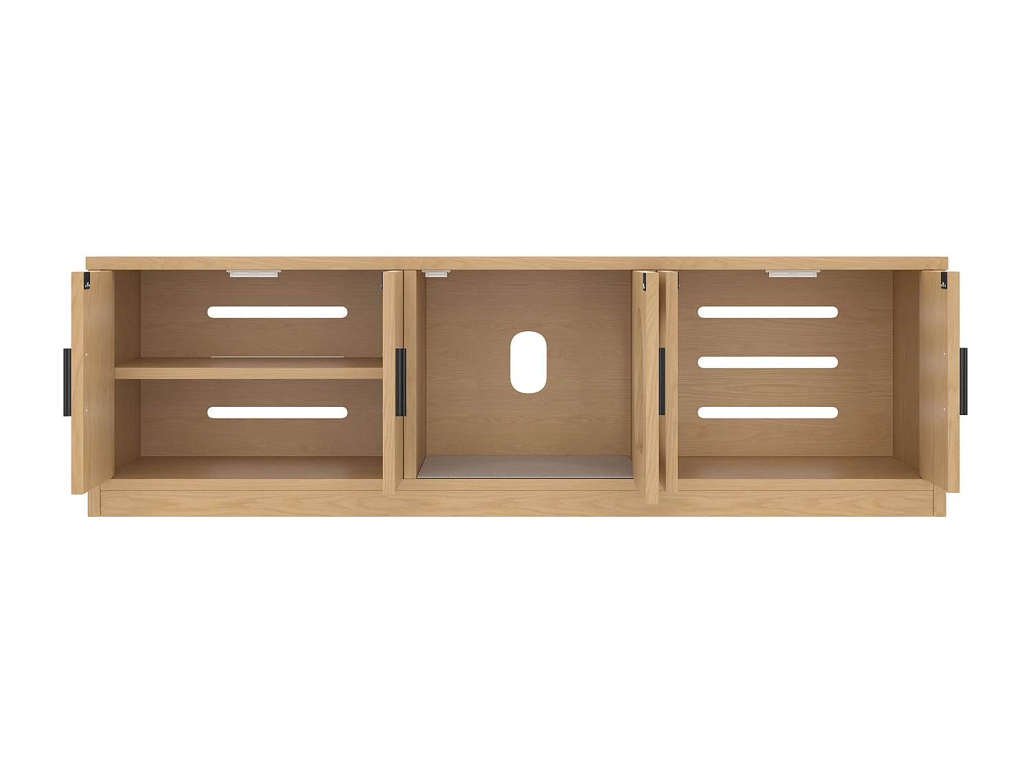 Katzenklo-Schrank - 140x40x45.5 cm - mit Kratzbrett und Belüftungssystem - natur
