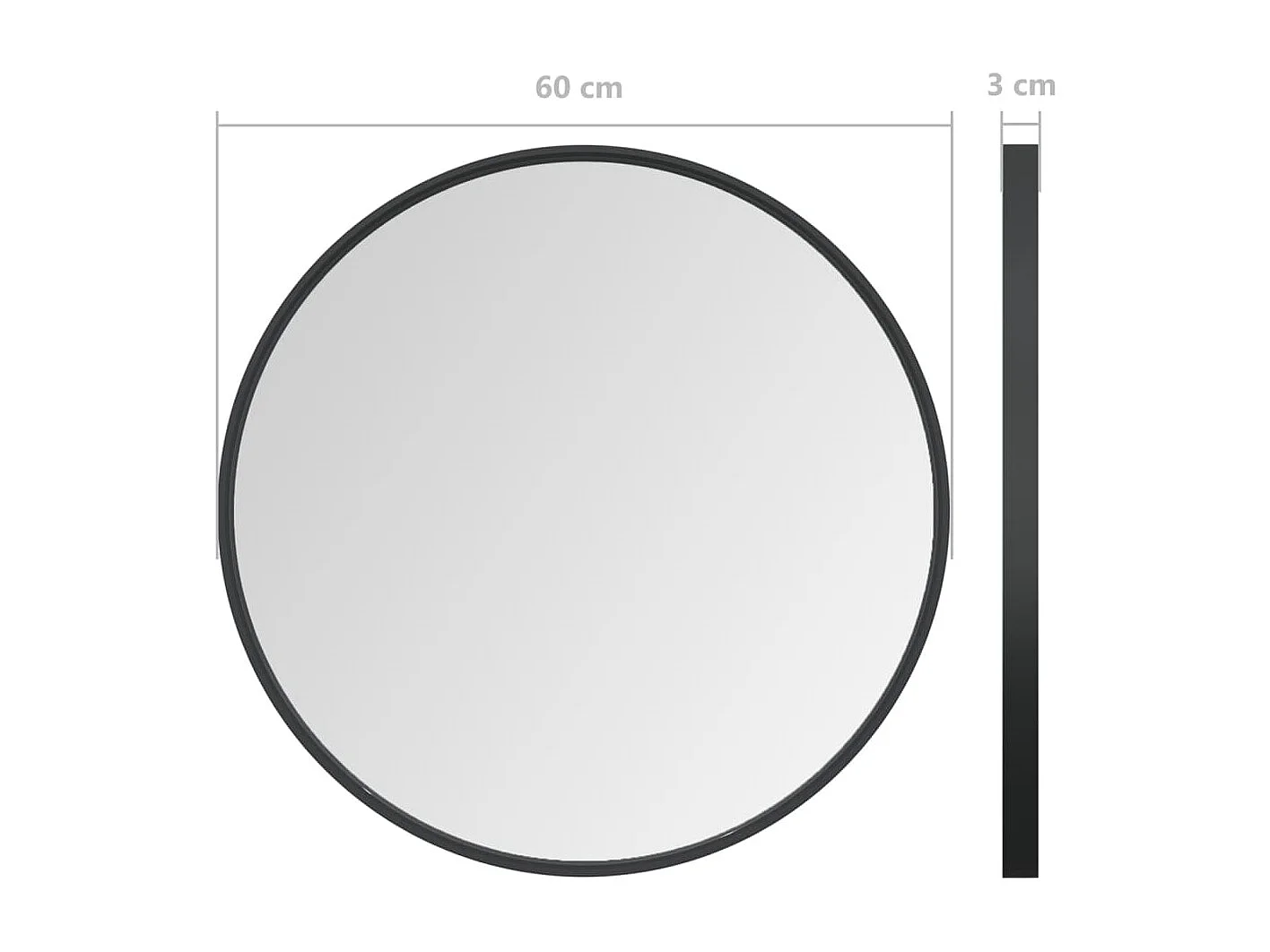 Miroir mural Noir 60 cm