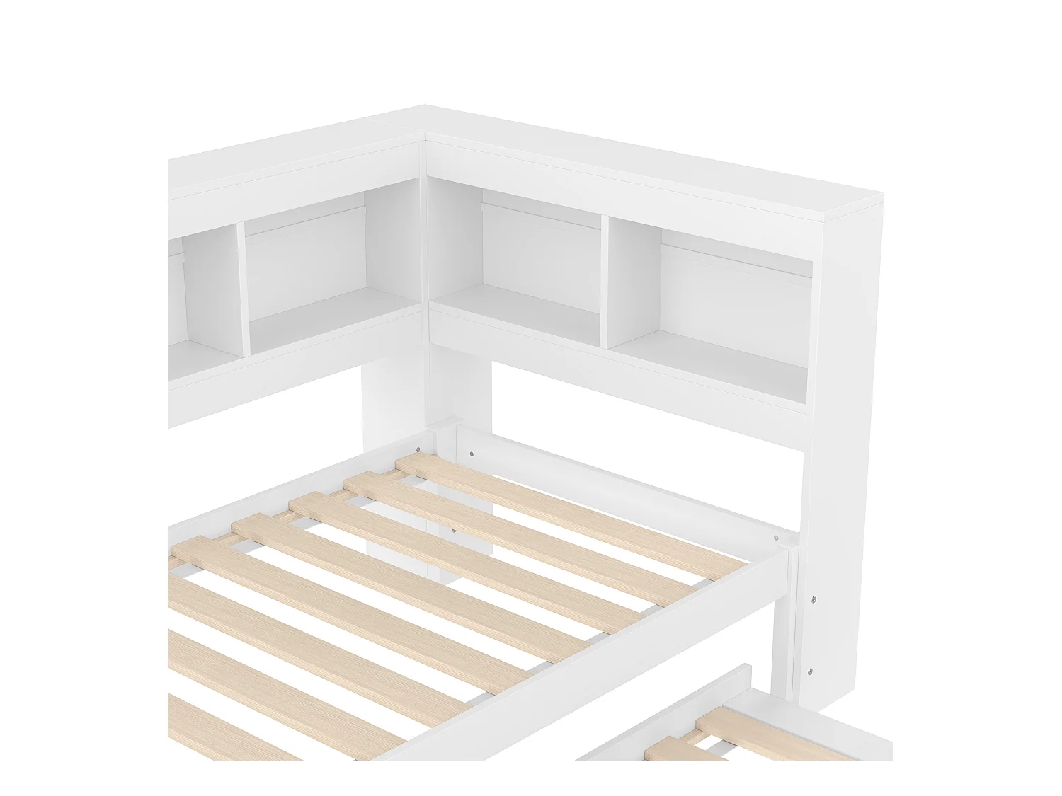 Canapé-lit 90x200 cm - avec lit gigogne - avec prise de courant + 2 USB - avec sommier à lattes - blanc (matelas non inclus)