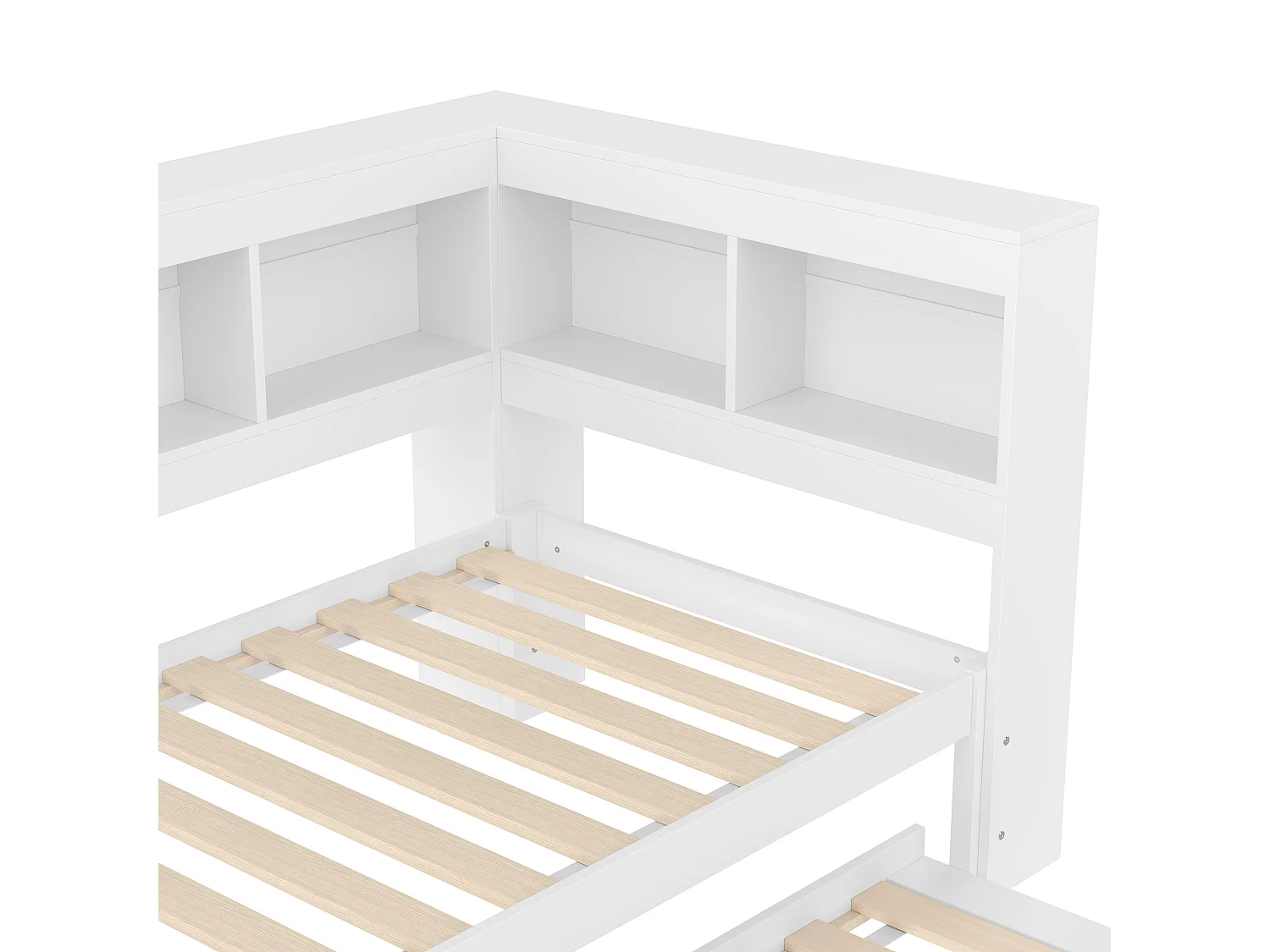 Canapé-lit 90x200 cm - avec lit gigogne - avec prise de courant + 2 USB - avec sommier à lattes - blanc (matelas non inclus)