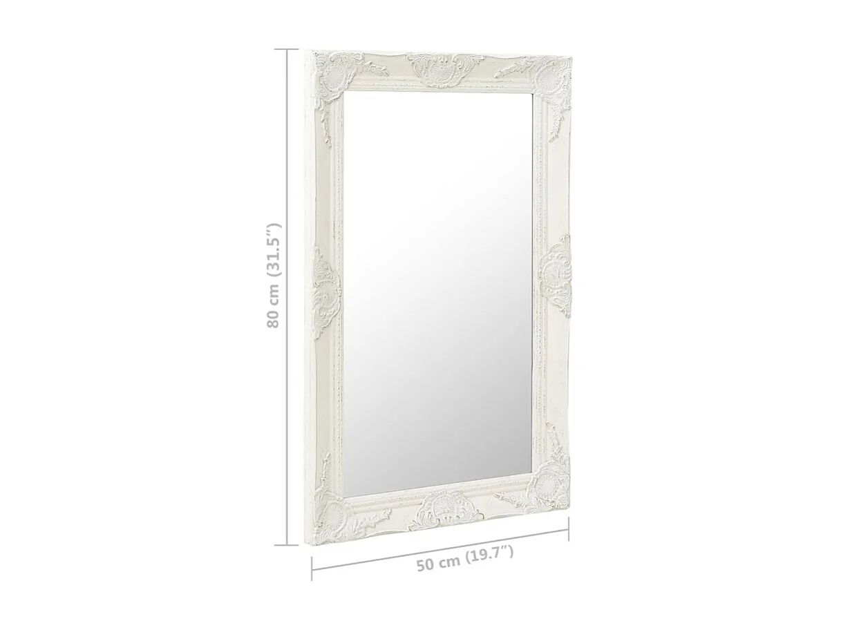 Miroir mural style baroque 50x80 cm Blanc