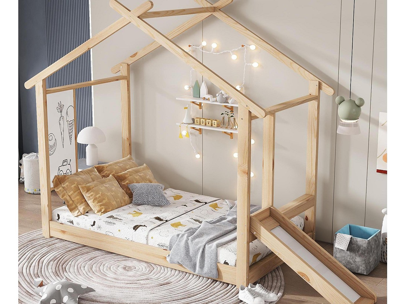 Letto A Castello Wickey CrAzY Candy 90x200 Cm – Letto Gioco In Legno Naturale Per Bambini
