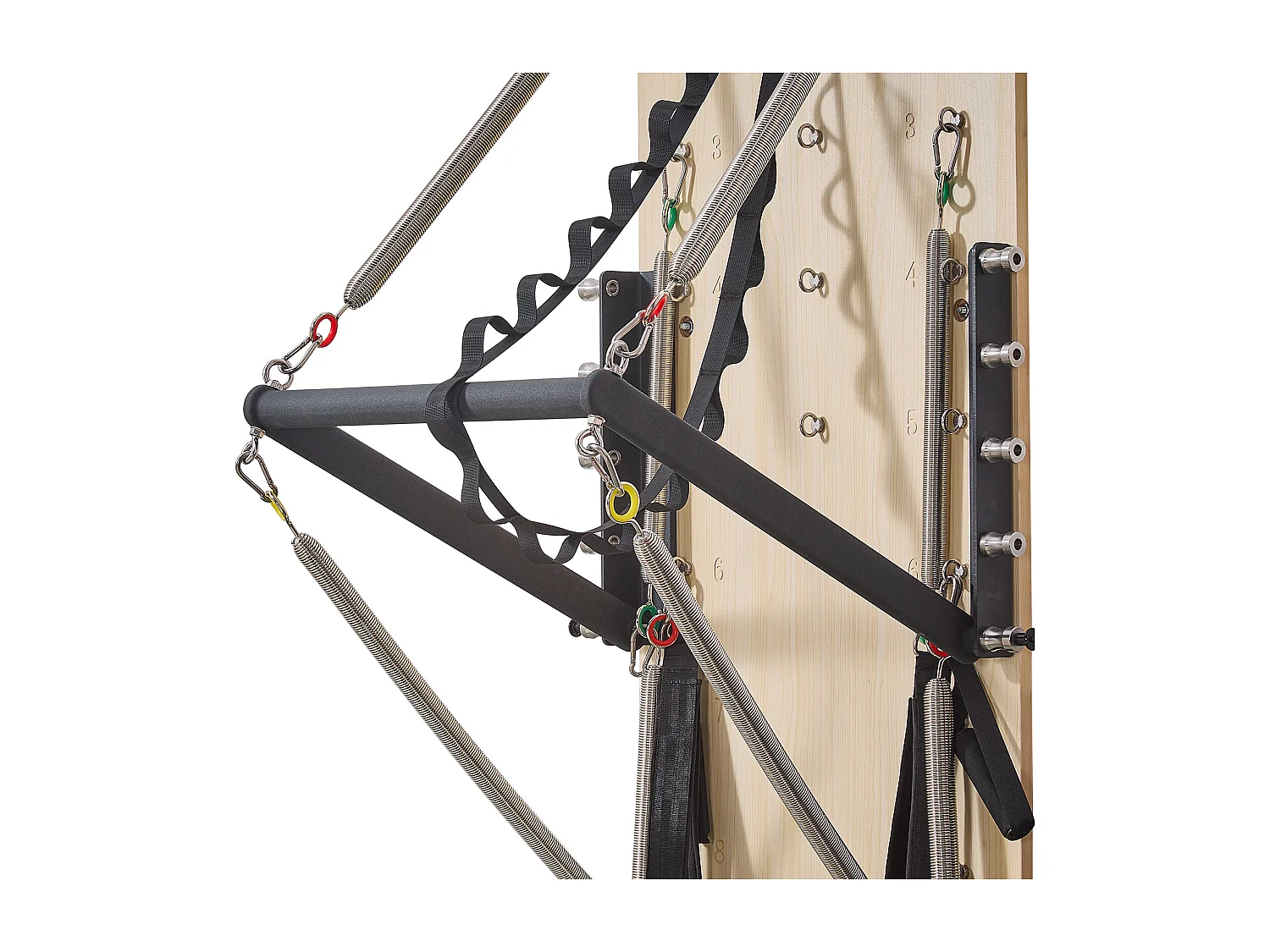 Reformer Ścienny do Pilatesu SucceBuy, Trampolina do Pilatesu z Drewna Klonowego, Sprzęt do Ćwiczeń ze Sprężynami Oporowymi, do Domowej Siłowni