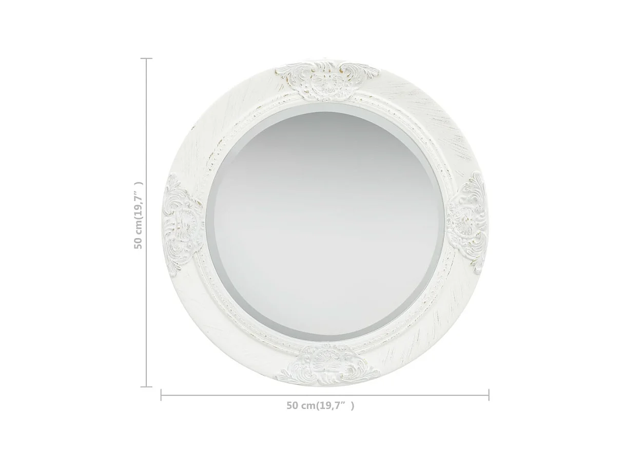 Espelho de Parede Barroco Redondo 50 cm Branco para Decoração Elegante