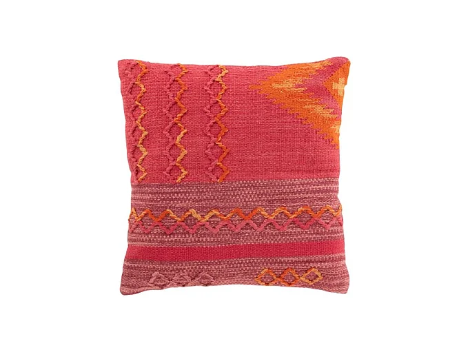 Coussin Déco "Joyeux Ethnic" 45x45cm Rose & Violet