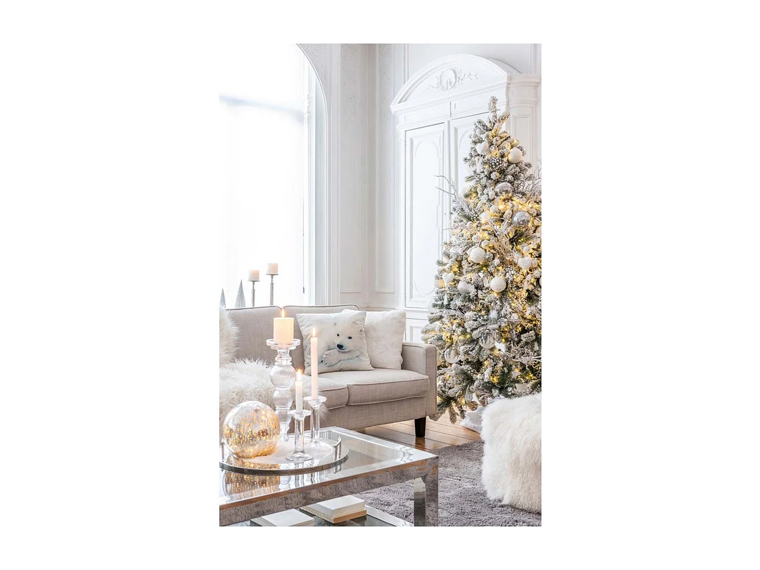 Coussin Imitation Fourrure "Cutie" 45x45cm Blanc