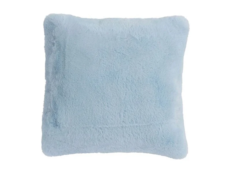 Coussin Imitation Fourrure "Cutie" 45x45cm Bleu Clair