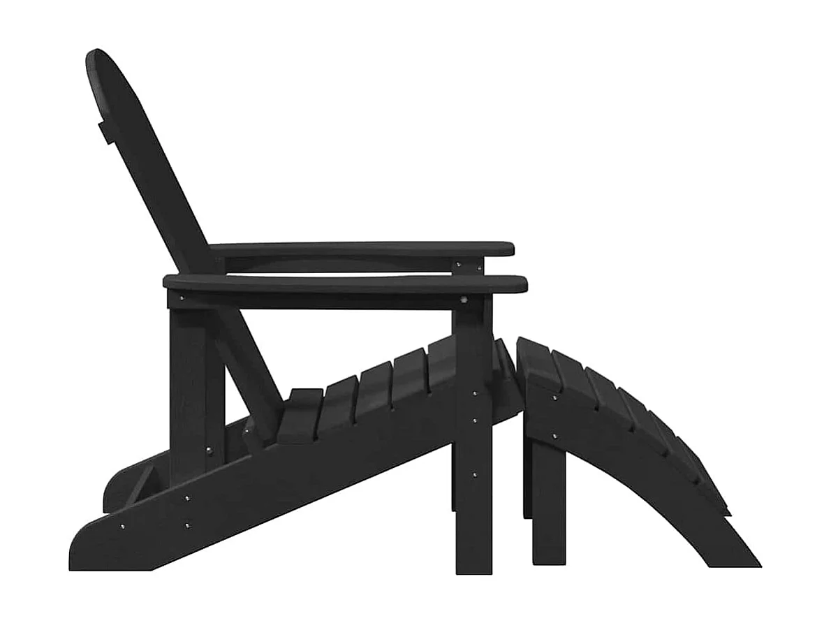 Chaise Adirondack avec coussin Noir 74 x 82 x 92cm HDPE