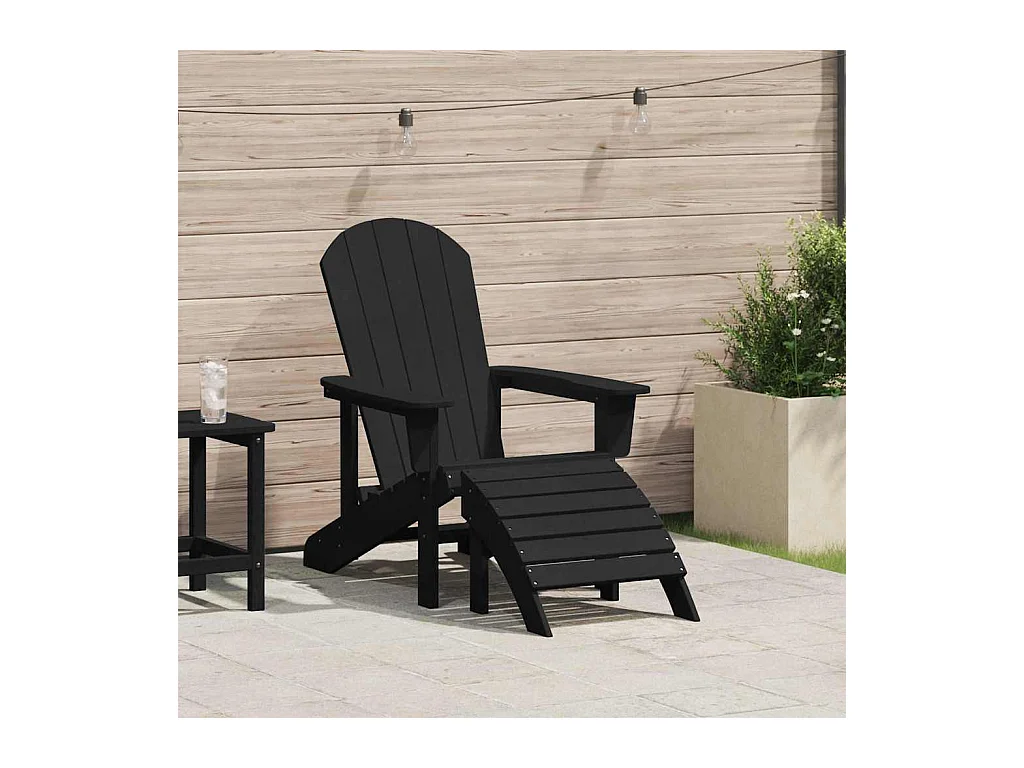 Chaise Adirondack avec coussin Noir 74 x 82 x 92cm Plastique