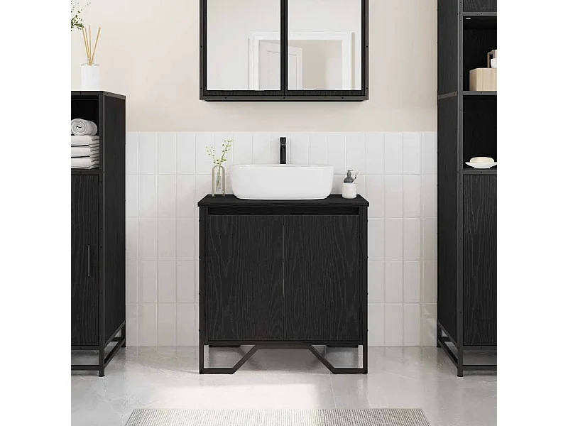 Cabinet de Lavabo Chêne noir 60 x 35 x 60 cm Bois d'ingénierie