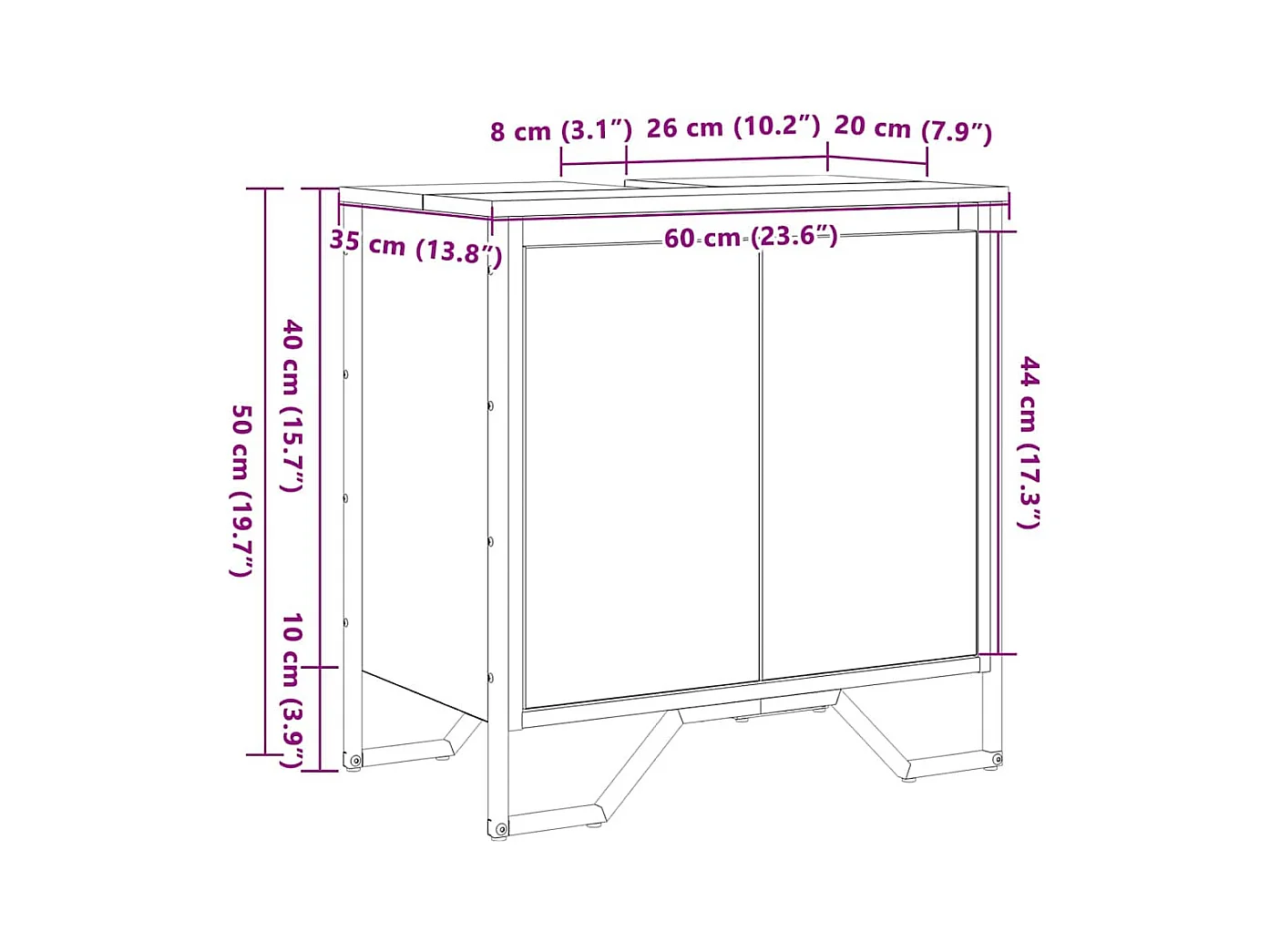 Cabinet de Lavabo Chêne noir 60 x 35 x 60 cm Bois d'ingénierie