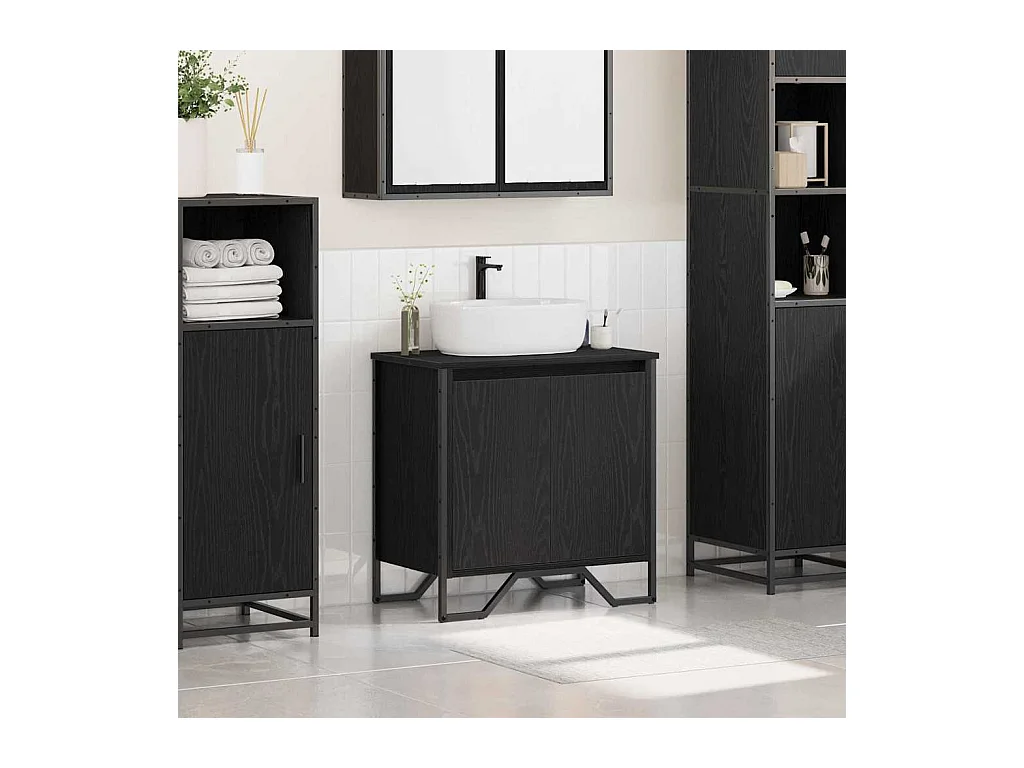 Cabinet de Lavabo Chêne noir 60 x 35 x 60 cm Bois d'ingénierie