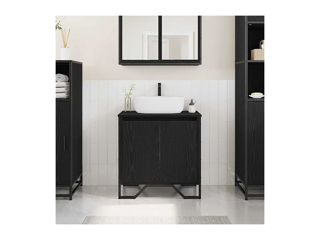 Waschtischschrank Schwarze Eiche 60 x 35 x 60 cm Holzwerkstoff
