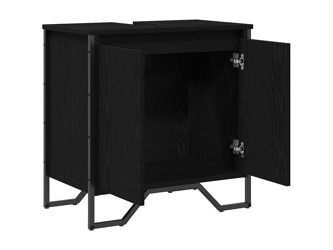 Armadio per Lavabo da Bagno Rovere Nero 60 x 35 x 60 cm