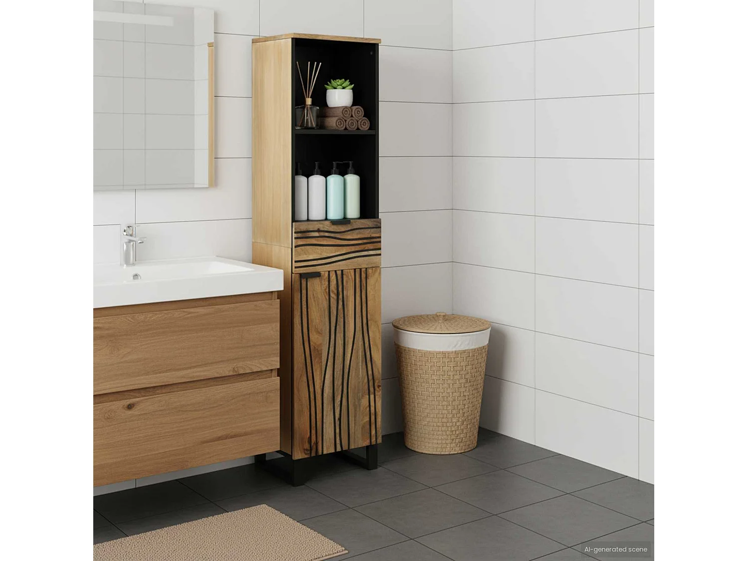 Badkamer wastafelkast Bruin 38 x 33 x 160 cm Bewerkt hout